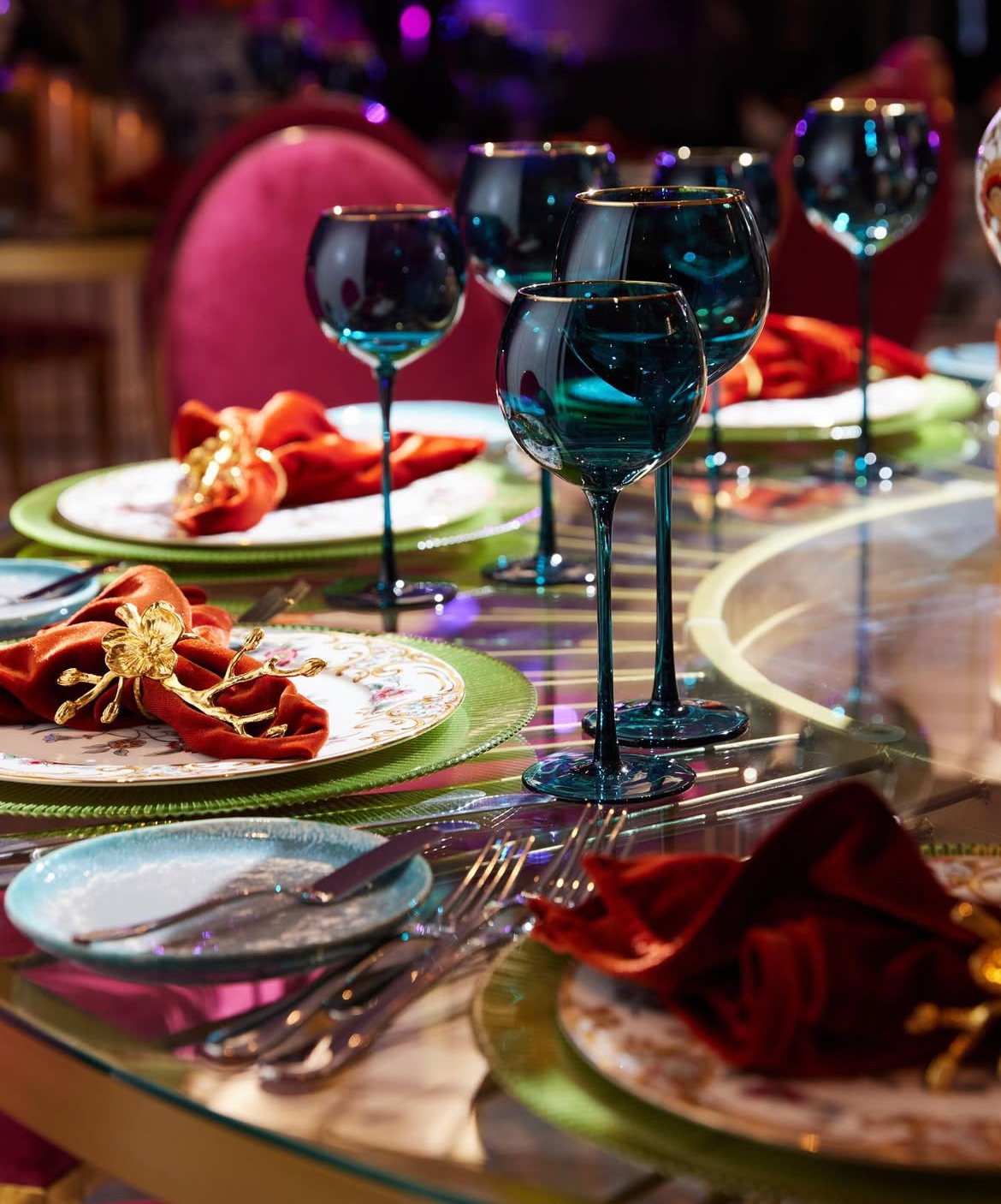 Бокал Siren S синий с золотой каймой