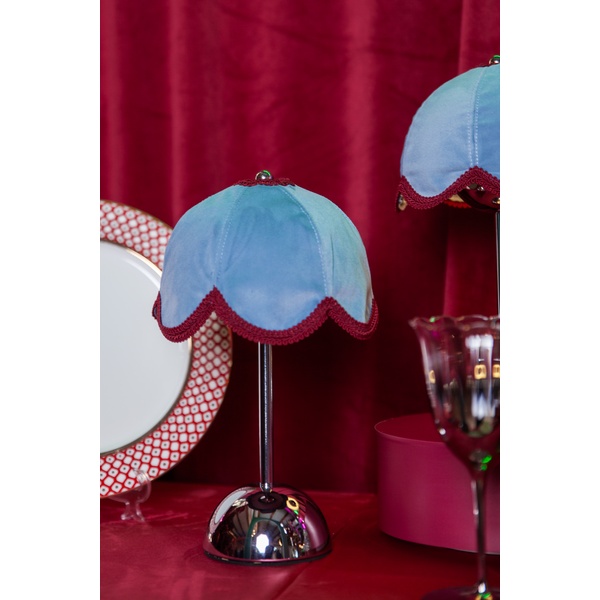 Лампа Dome Цветочек, голубой велюр + бордовая тесьма - изображение 4