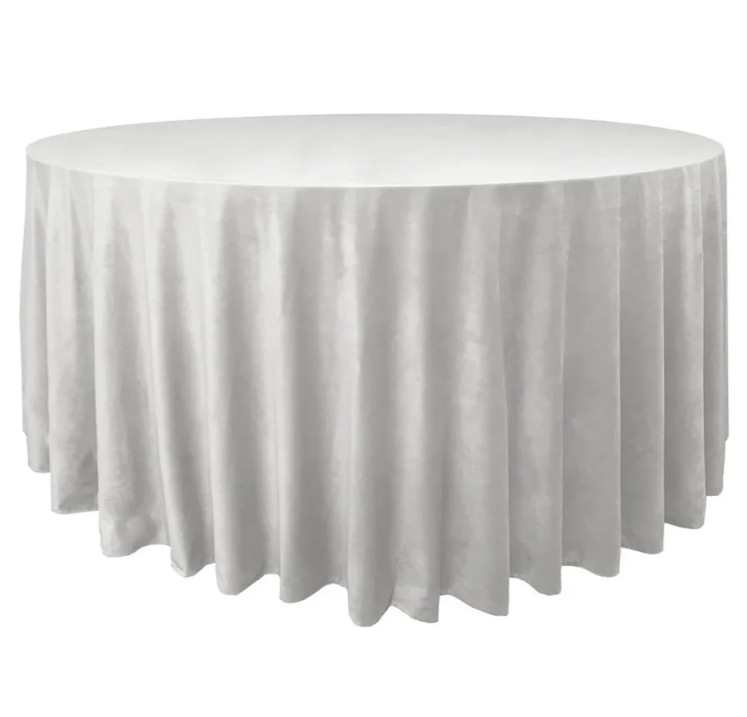 Скатерть велюр, круглая, молочная