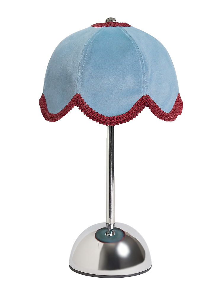 Лампа Dome Цветочек, голубой велюр + бордовая тесьма