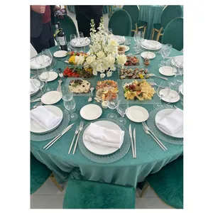 Скатерть велюр, круглая, бирюзовая - изображение 4