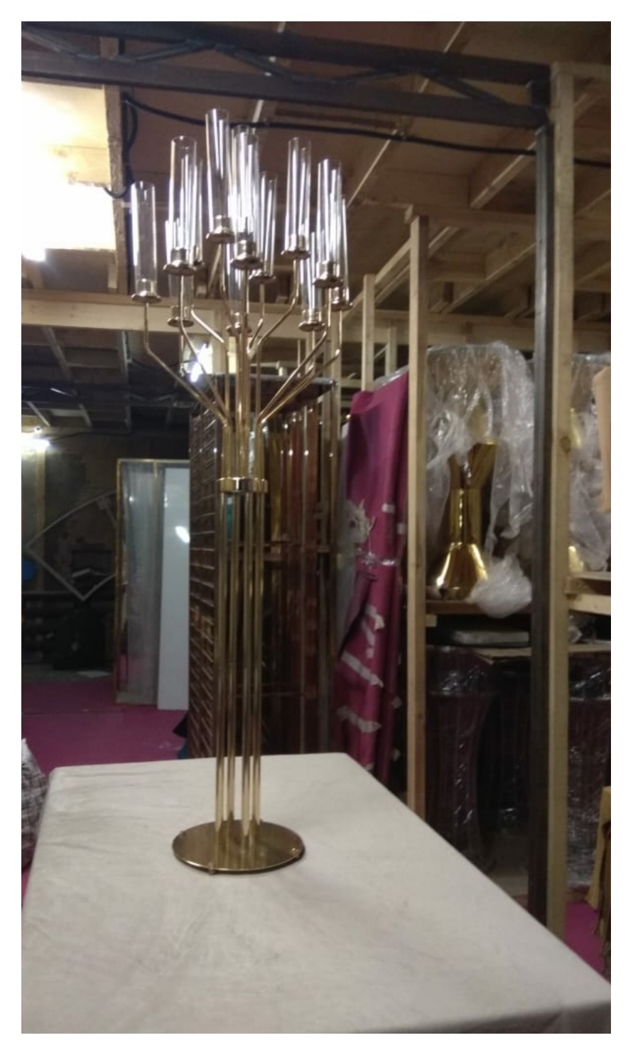 Канделябр золотой со стеклянными колбами Charisma (13 стоек)