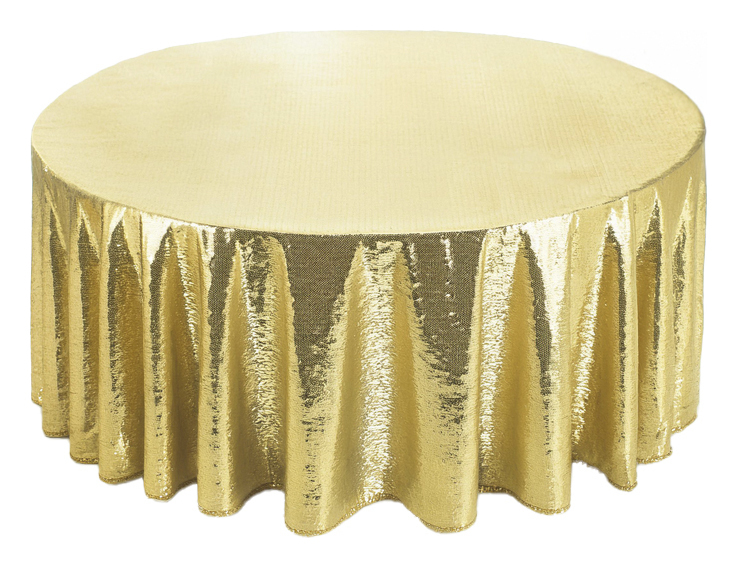 Скатерть с пайетками, круглая, золотая