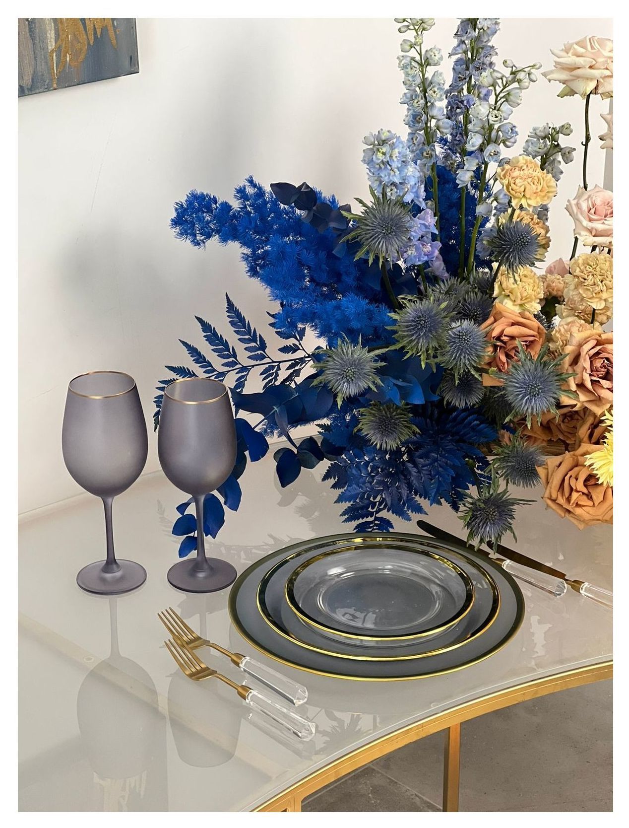 Столовые приборы Prism прозрачно-золотые, сет 4 предмета