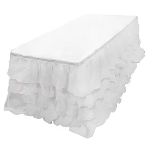 Скатерть из хлопка рюшами, прямоугольная белая