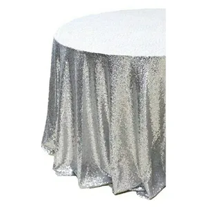 Скатерть с пайетками, круглая, серебряная - изображение 3