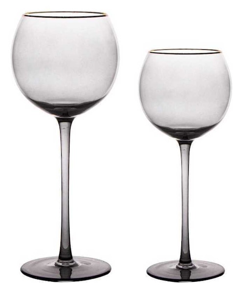 Сет бокалов Siren дымчатых с золотой каймой