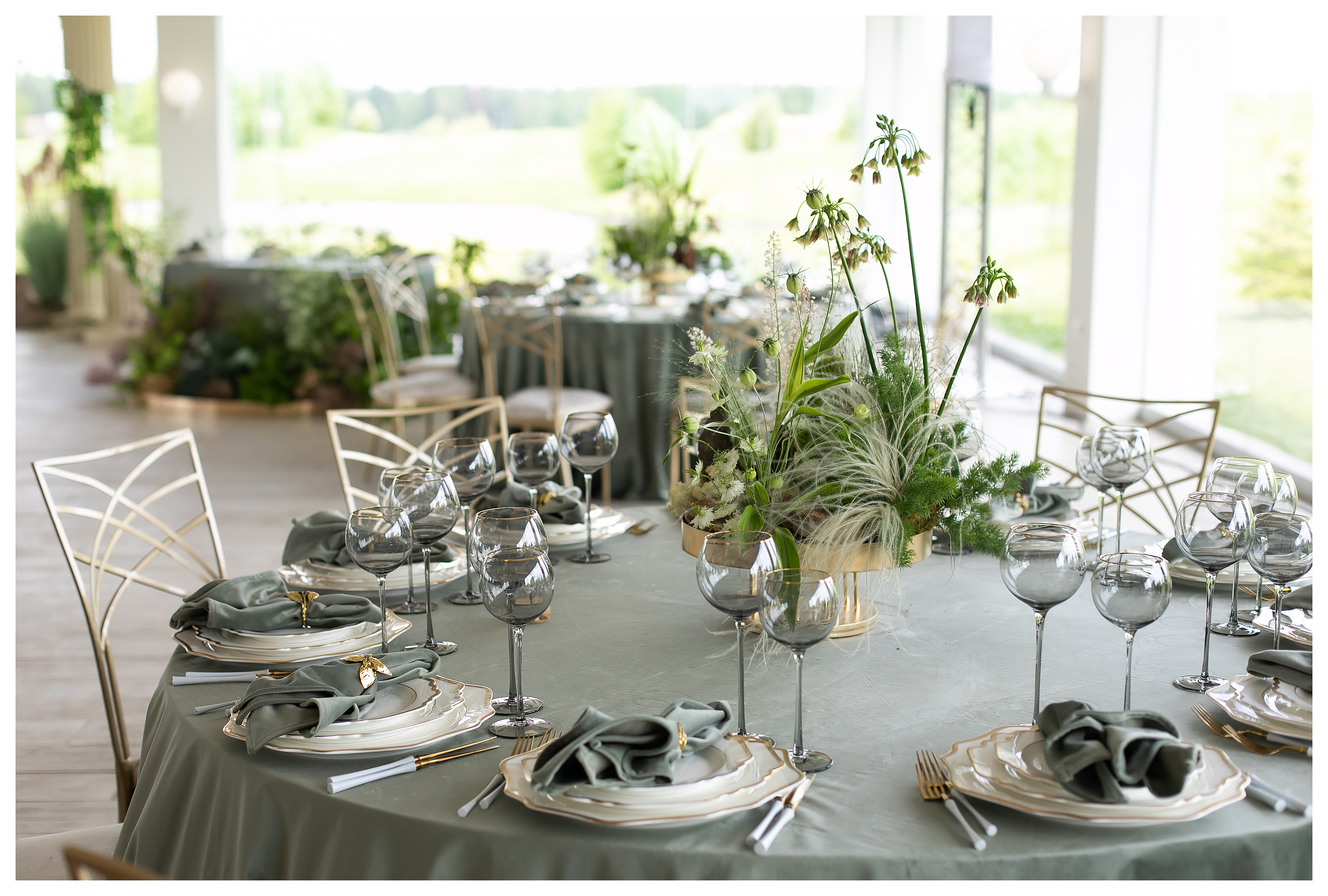 Сет бокалов Siren дымчатых с золотой каймой