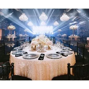 Скатерть с крупными пайетками, круглая, лососевая - изображение 3