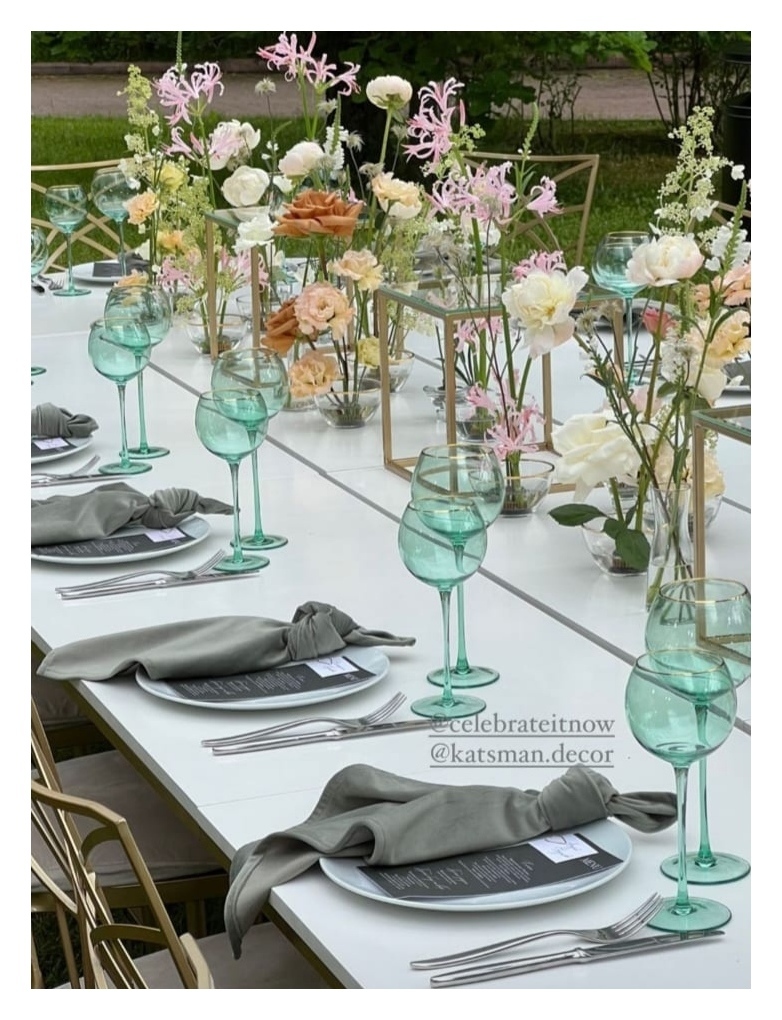 Бокал Siren S эвкалиптовый с золотой каймой