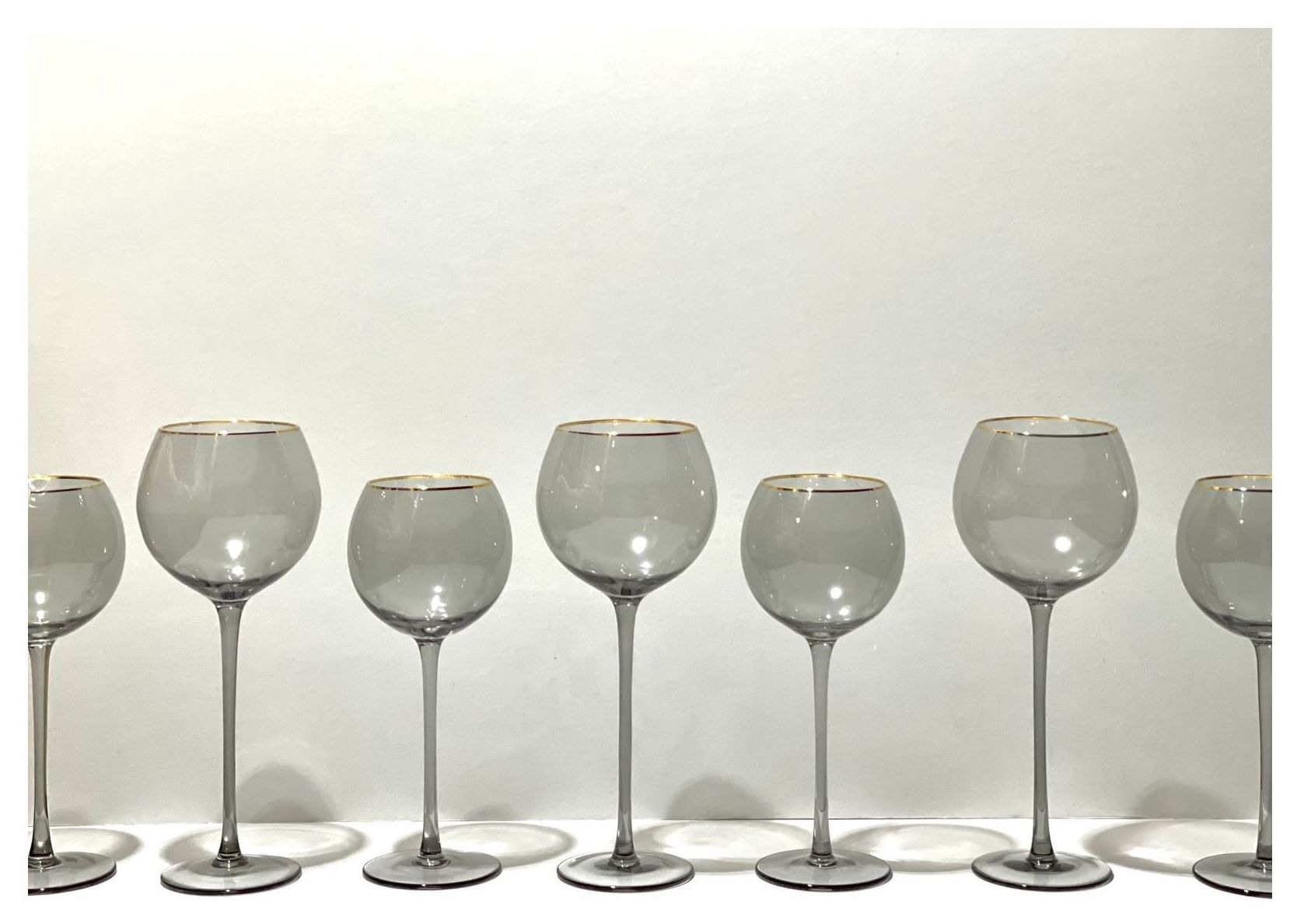 Сет бокалов Siren дымчатых с золотой каймой