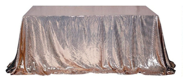 Скатерть с пайетками, прямоугльная, розовое золото