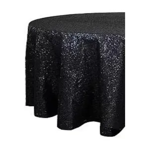 Скатерть с пайетками, круглая, черная - изображение 3