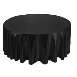 Скатерть с пайетками, круглая, черная