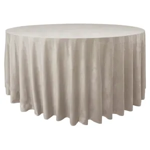 Скатерть велюр, круглая, кремовый бисквит XL