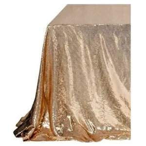 Скатерть с пайетками, прямоугльная, розовое золото