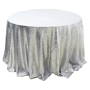 Скатерть с пайетками, круглая, серебряная - изображение 2