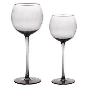 Сет бокалов Siren дымчатых с золотой каймой