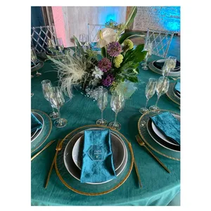 Скатерть велюр, круглая, бирюзовая - изображение 2