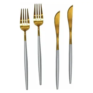 Столовые приборы Goa, серо-золотые, сет 4 предмета