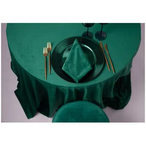 Скатерть велюр, круглая, изумрудная - изображение 2
