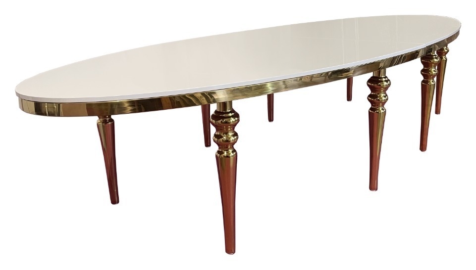 Стол Oval-Gold 400 (белый глянцевый МДФ)