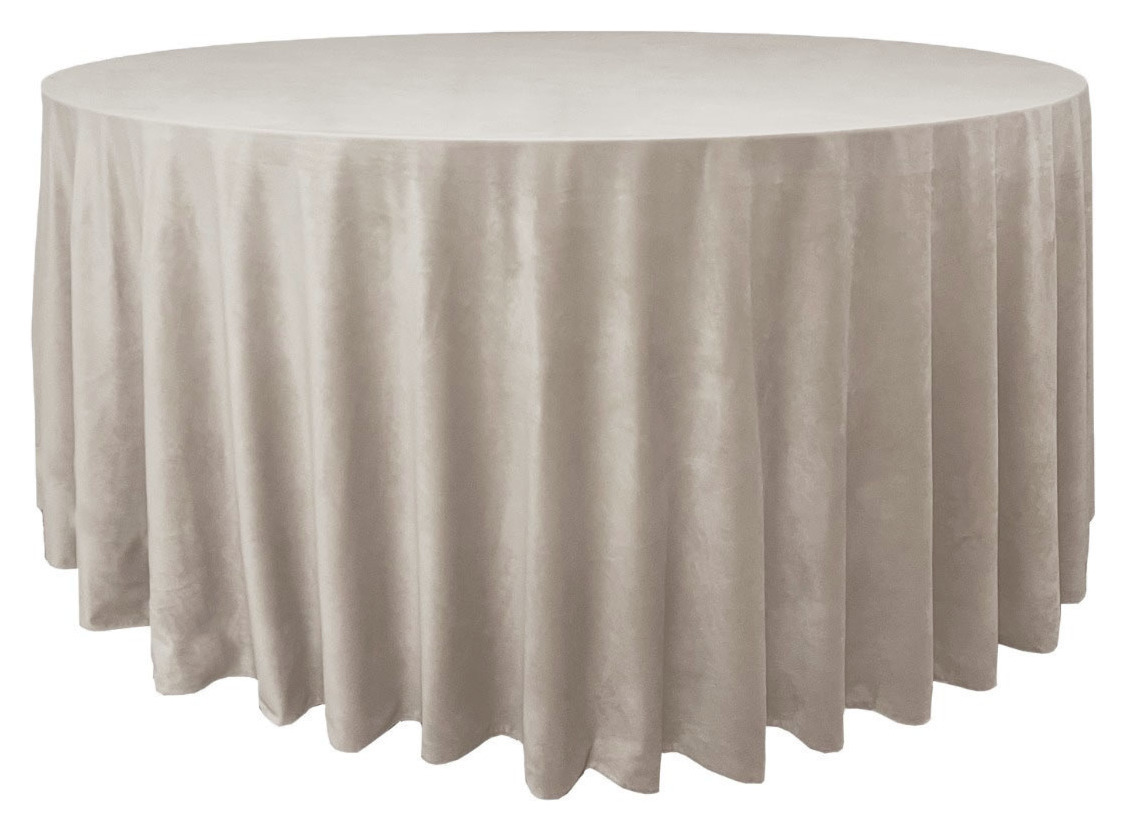 Скатерть велюр, круглая, кремовый бисквит XL