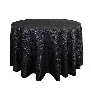 Скатерть с пайетками, круглая, черная - изображение 2