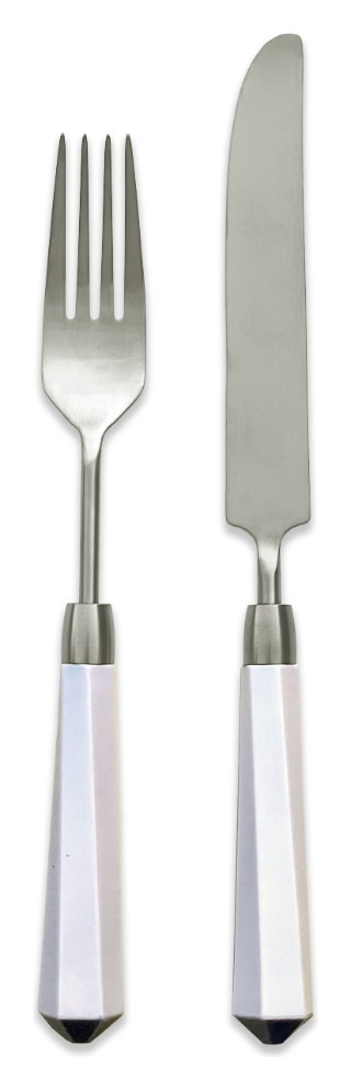 Столовые приборы Prism бело-серебряные, сет 4 предмета