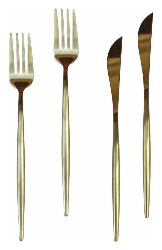 Столовые приборы Goa Gold,  золотые, сет из 4 предметов