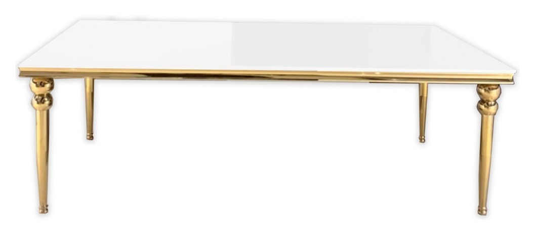 Прямоугольный стол Rectangle-Gold 240, белый глянцевый МДФ