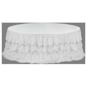 Скатерть из хлопка с рюшами, круглая, белая - изображение 2