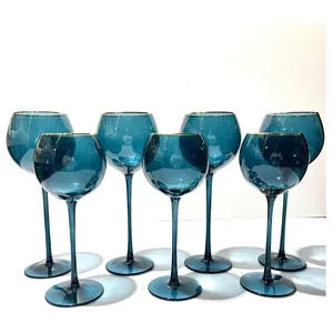 Сет бокалов Siren синих с золотой каймой - изображение 2