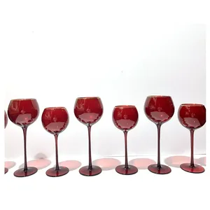 Сет бокалов Siren рубиновых с золотой каймой - изображение 3