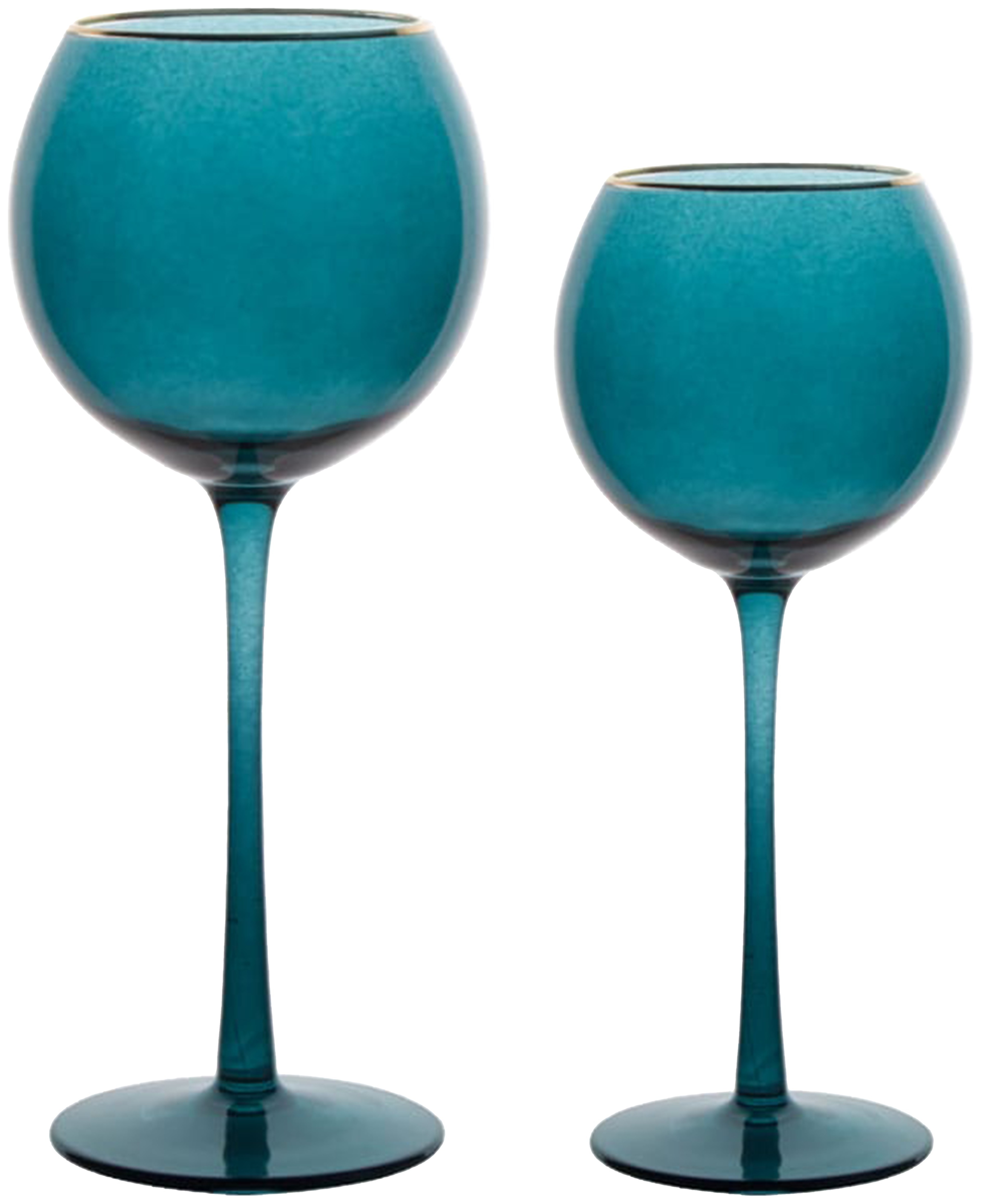 Сет бокалов Siren синих с золотой каймой