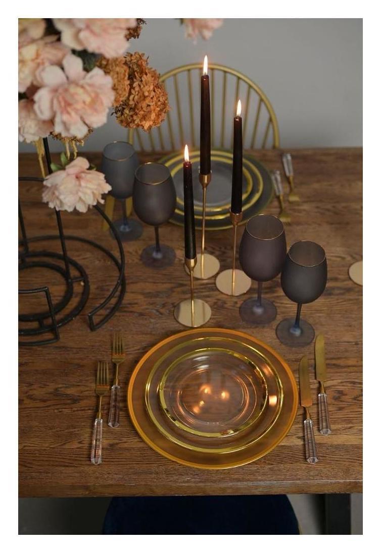 Столовые приборы Prism прозрачно-золотые, сет 4 предмета