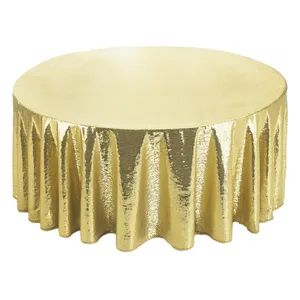 Скатерть с пайетками, круглая, золотая