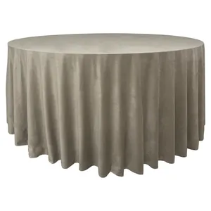 Скатерть велюр, круглая, бежевая